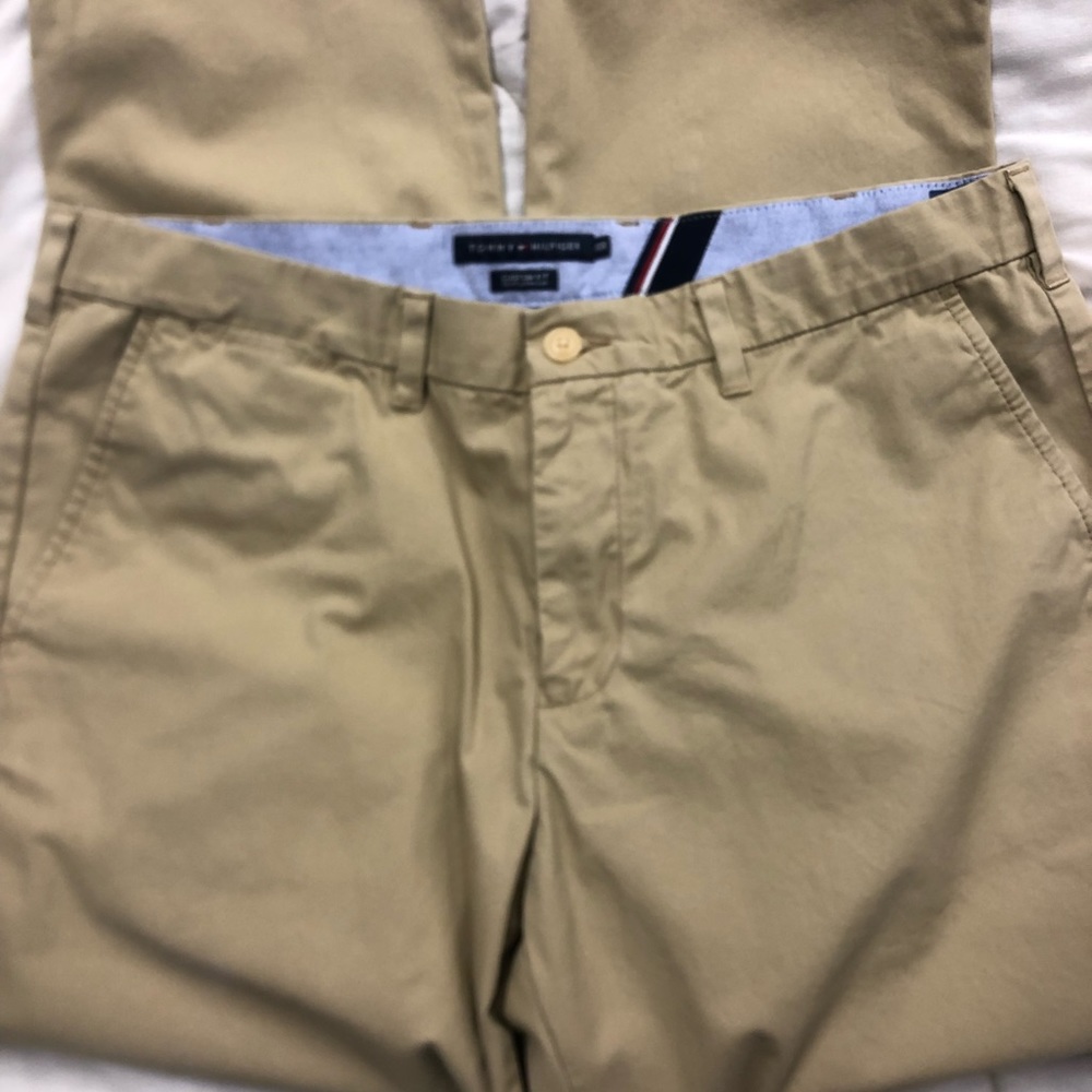 Tommy Hilfiger flat front, straight leg khaki pants